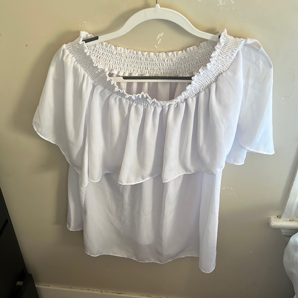 Off the shoulder white light weight top